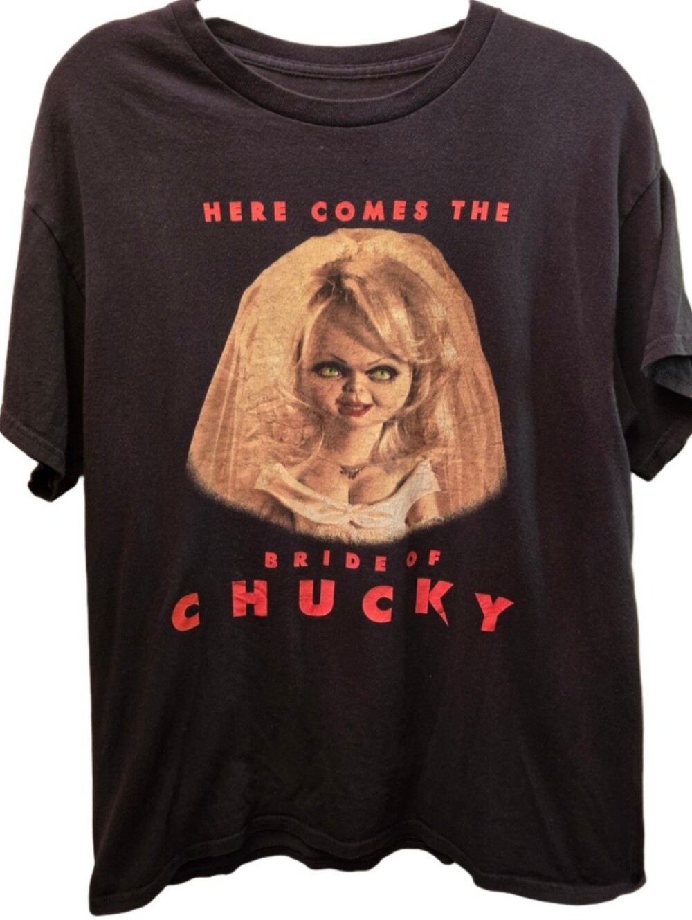 Bride of Chucky Tiffany Horror Movie Graphic T-Shirt Black Ripple Junction L